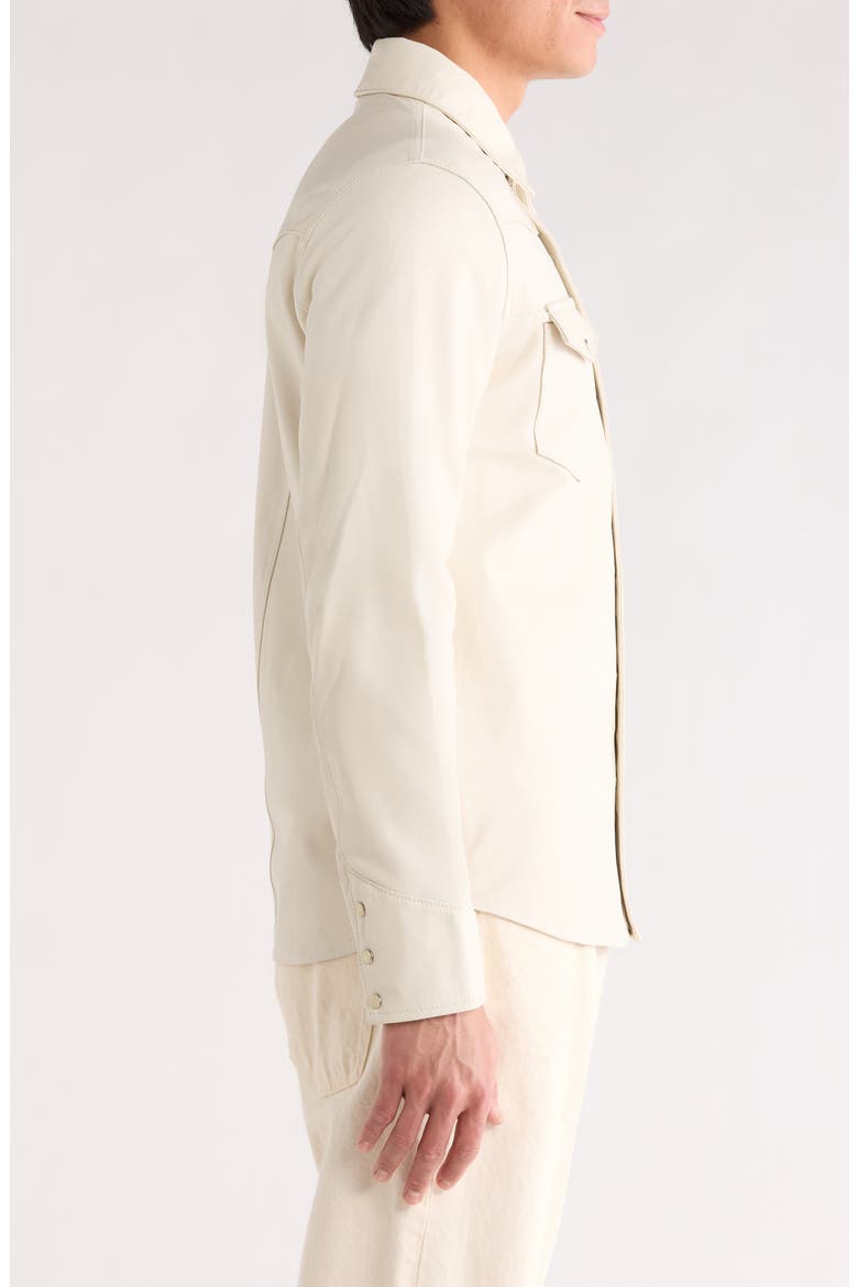 Sage Sheepskin Leather Shirt Jacket, Alternate, color, IVORY