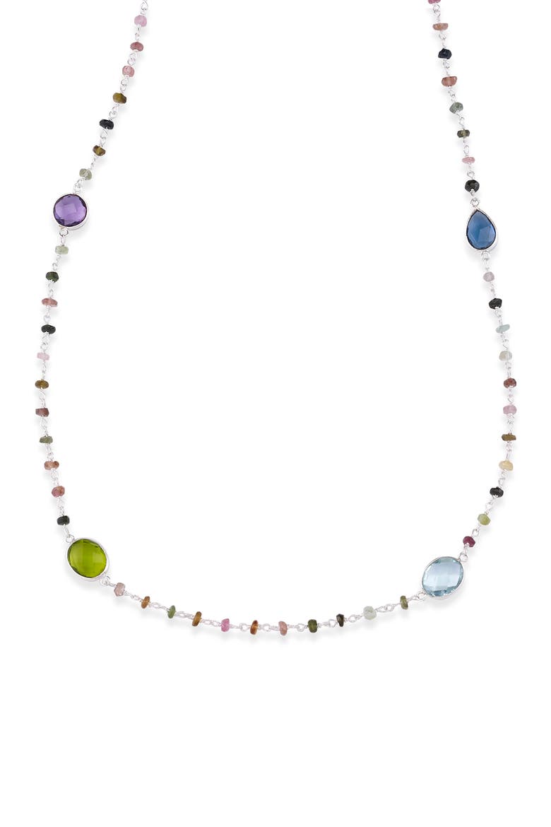 Gemstone Station Necklace, Alternate, color, MULTI