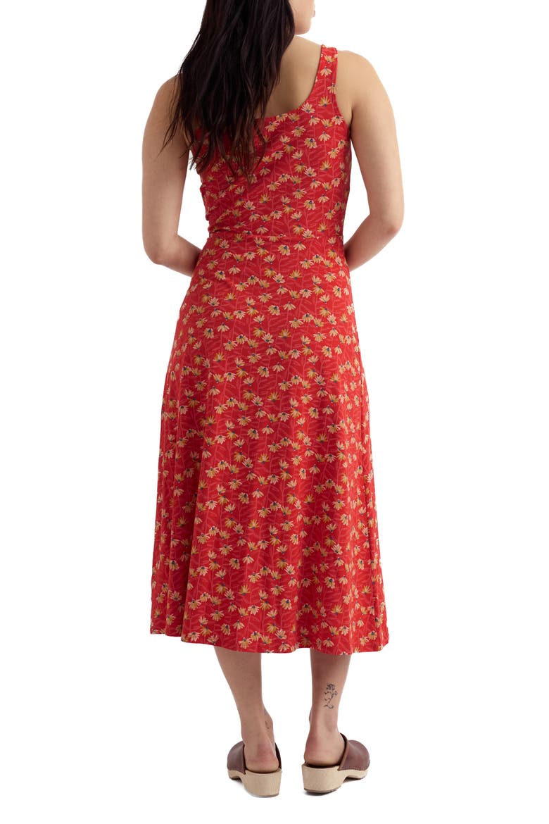 Sun Gleam Sleeveless Stretch Organic Cotton Jersey Midi Dress, Alternate, color, BEACH BLOOMS CARNELIAN