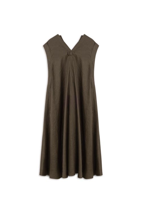 Nocturne Linen Maxi Dress In Coffee