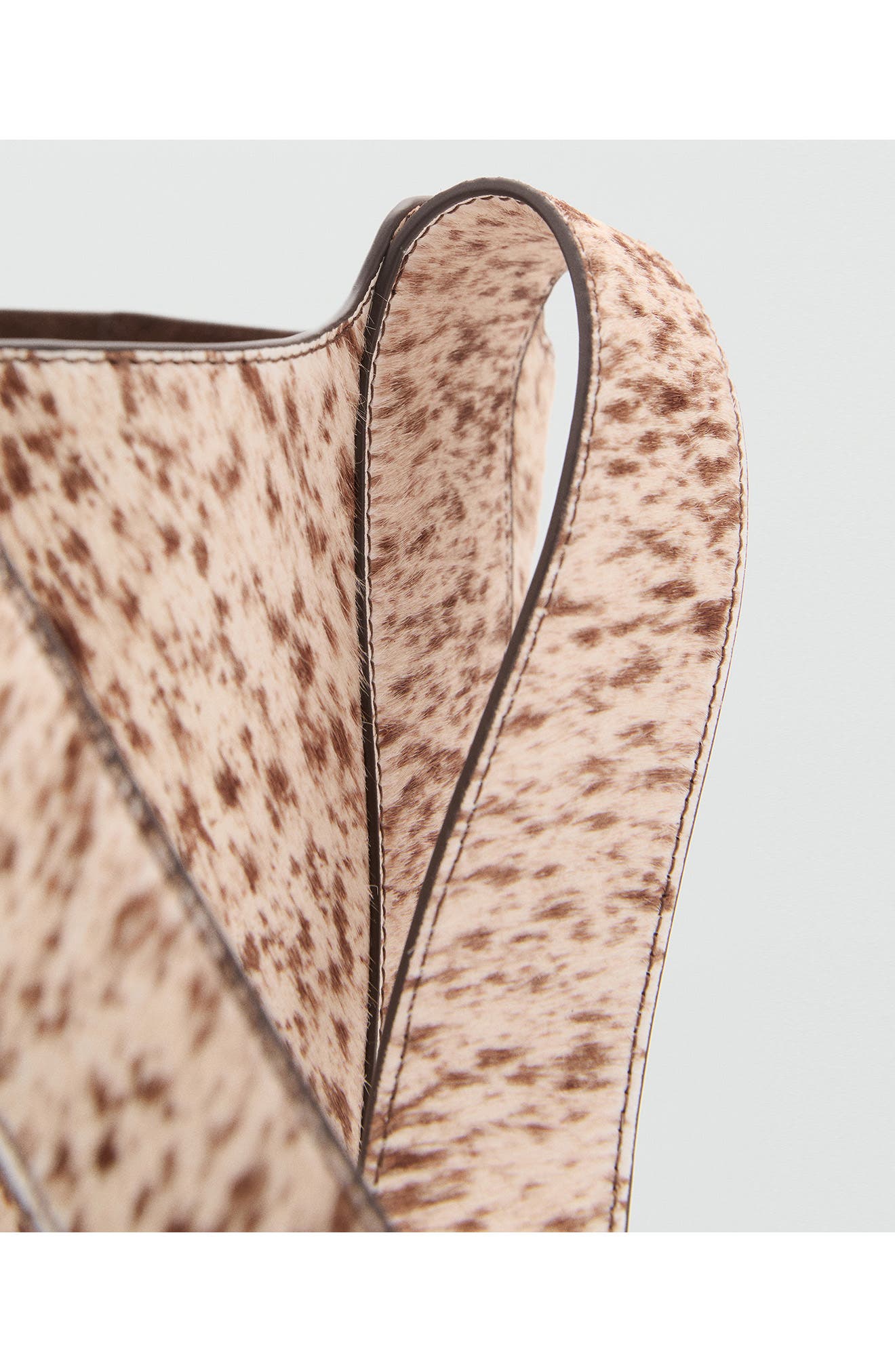 MANGO Genuine Calf Hair & Leather Bucket Bag, Alternate, color, Brown