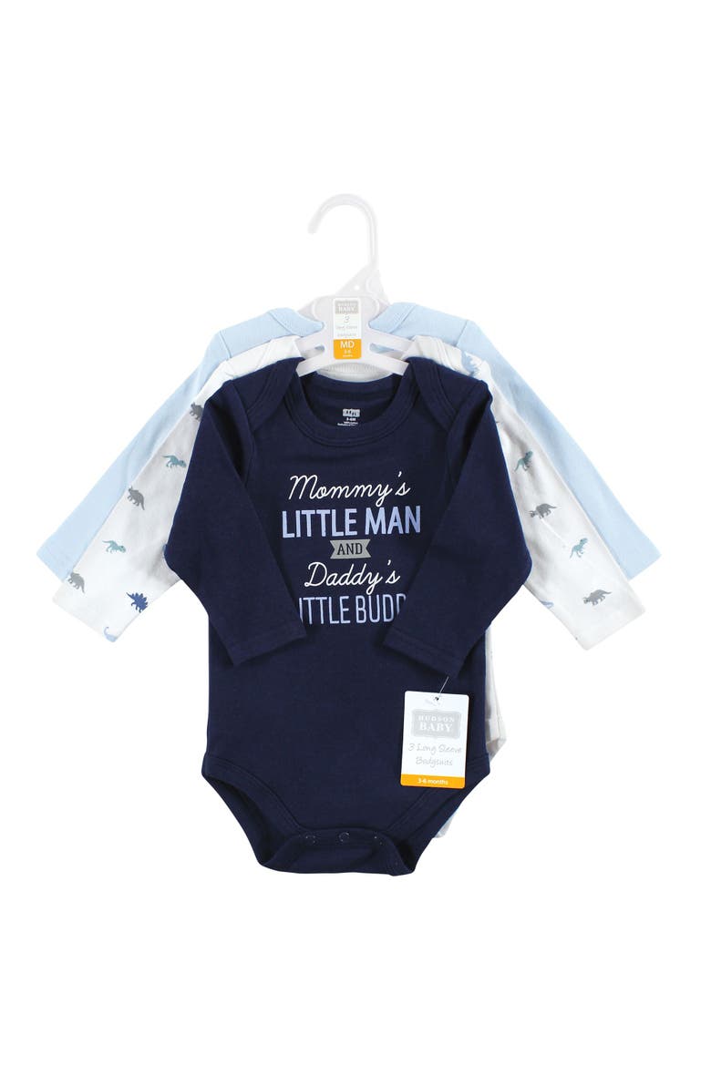 Cotton Long-Sleeve Bodysuits 3-Pack, Alternate, color, Newest Family Member
