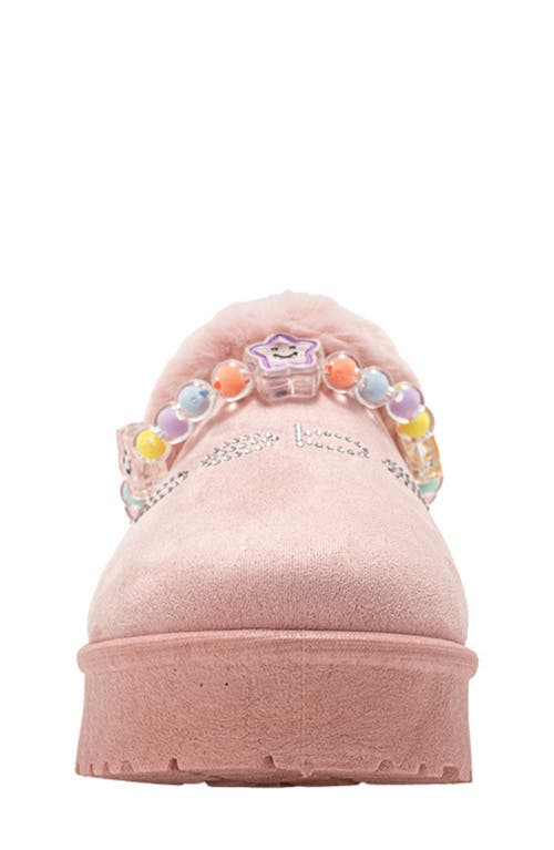 Bebe Kids' Cozy Friendship Beaded Faux Fur Trim Slipper In Multi