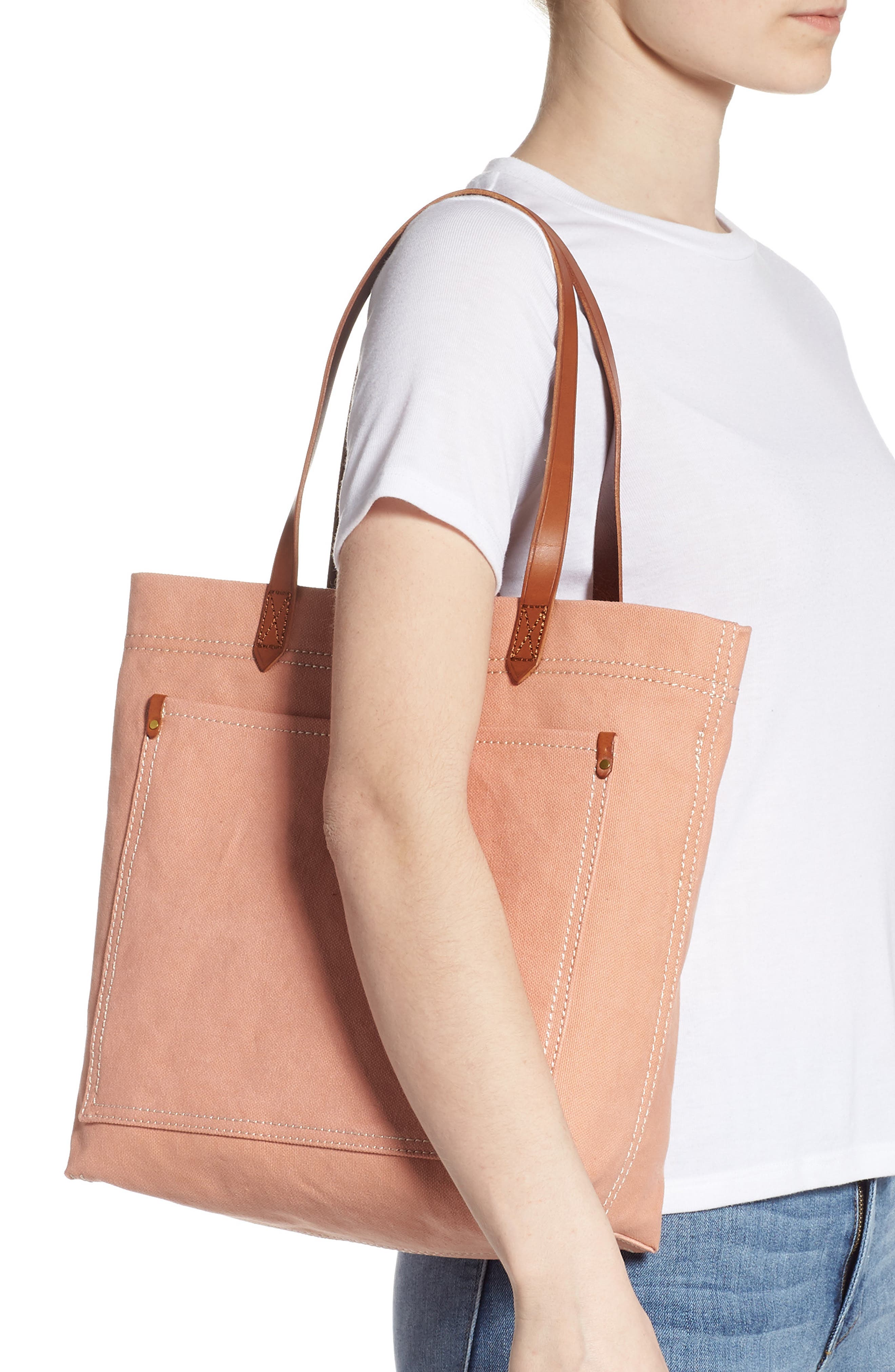 Medium Canvas Transport Tote, Alternate, color, ANTIQUE CORAL