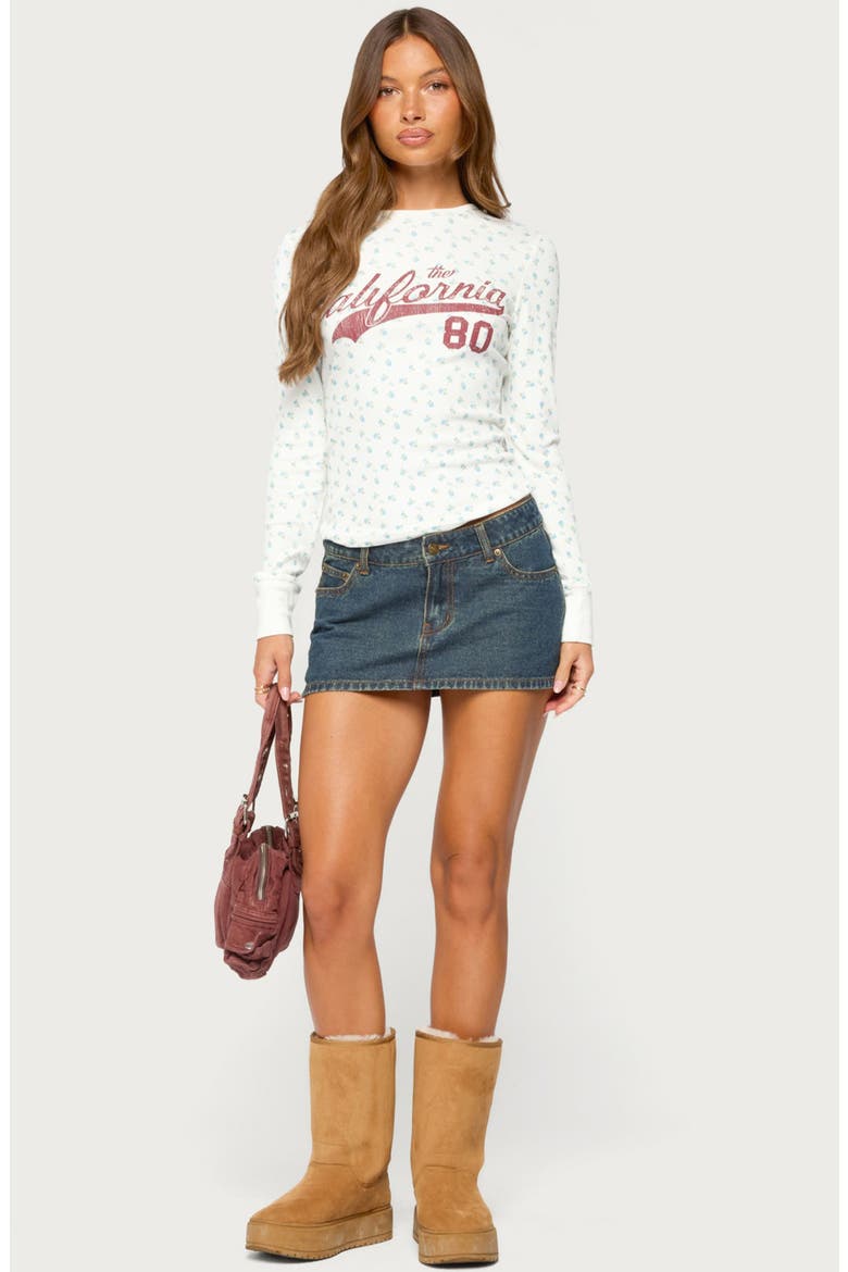 Cali Floral Ribbed Graphic T-Shirt, Alternate, color, WHITE-AND-BLUE