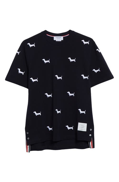 Thom Browne Hector Embroidered Cotton Piqué T-shirt In Navy