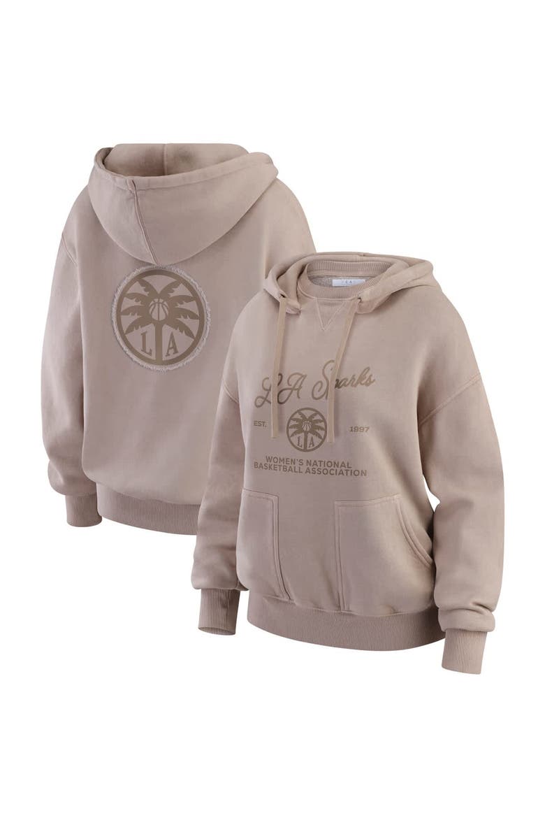 Women's WEAR by Erin Andrews  Tan Los Angeles Sparks Washed Pullover Crewdie, Main, color, Tan