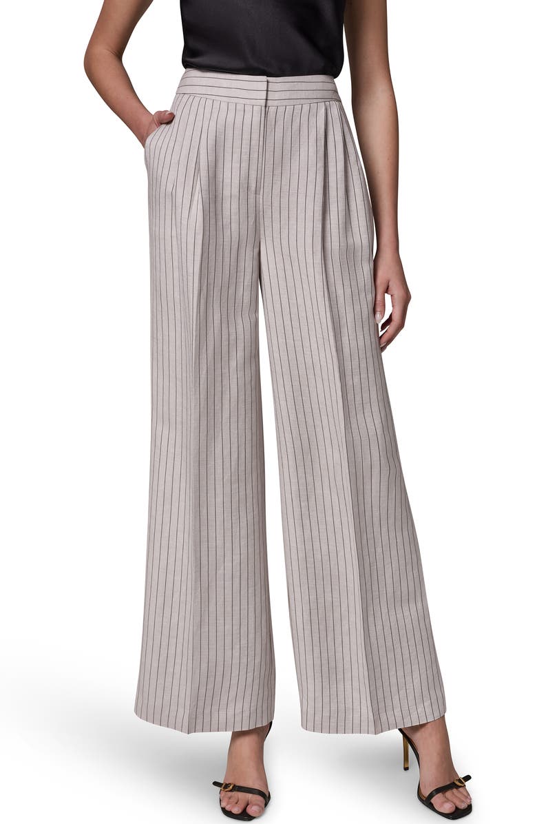 Donna Karan New York Mid Rise Wide Leg Pinstripe Pants, Main, color, 