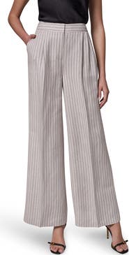 Donna Karan New York Mid Rise Wide Leg Pinstripe Pants