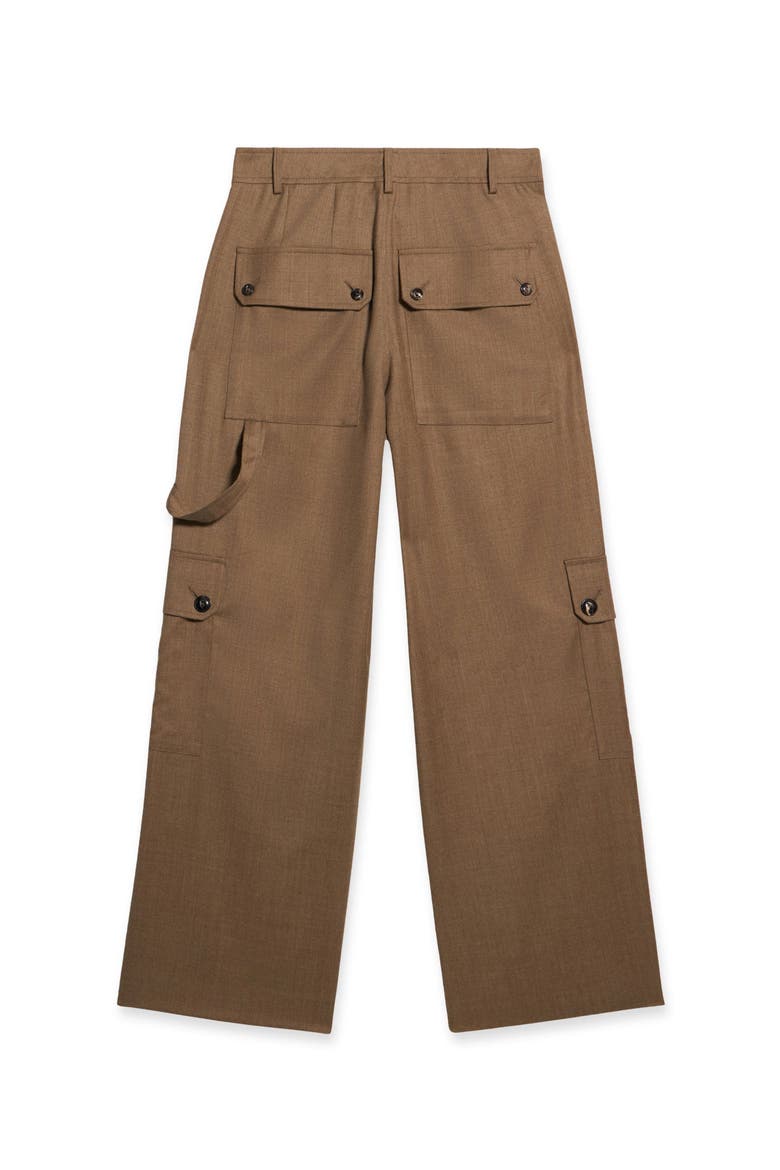 Jayda Military Cargo Wool Fresco Trousers, Alternate, color, BEIGE