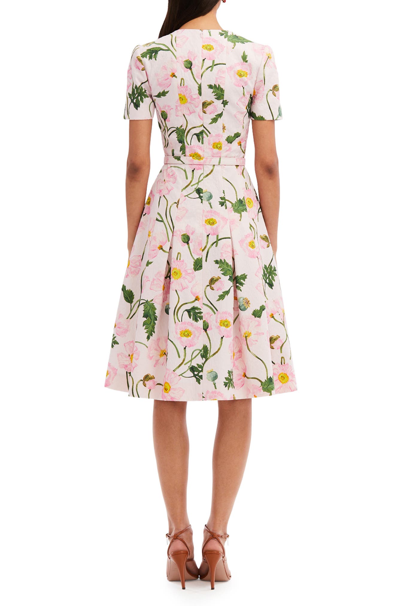 Poppy Print Belted Fit & Flare Dress - image 2