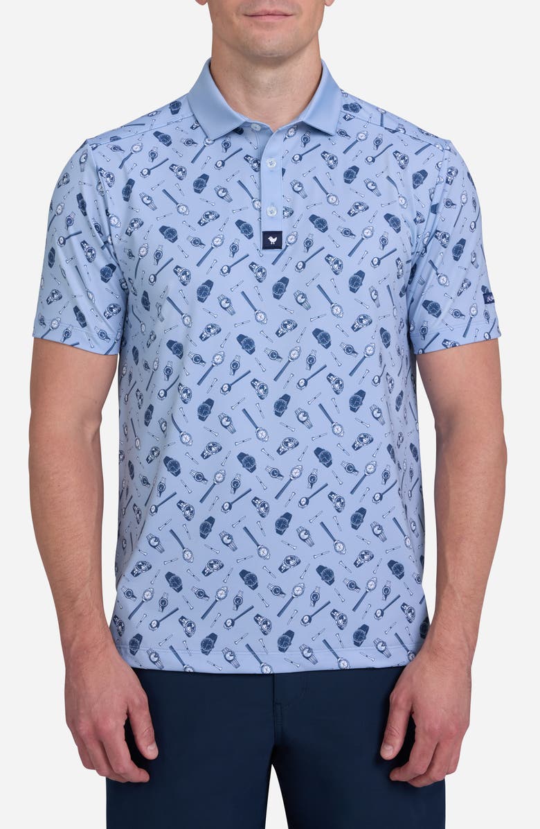 Bad Birdie Pace Setter Watch Print Performance Golf Polo, Main, color, Pace Setter