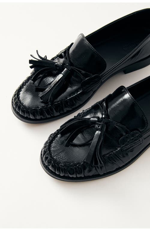 Alohas Marietta Onix Black Leather Loafers In Black