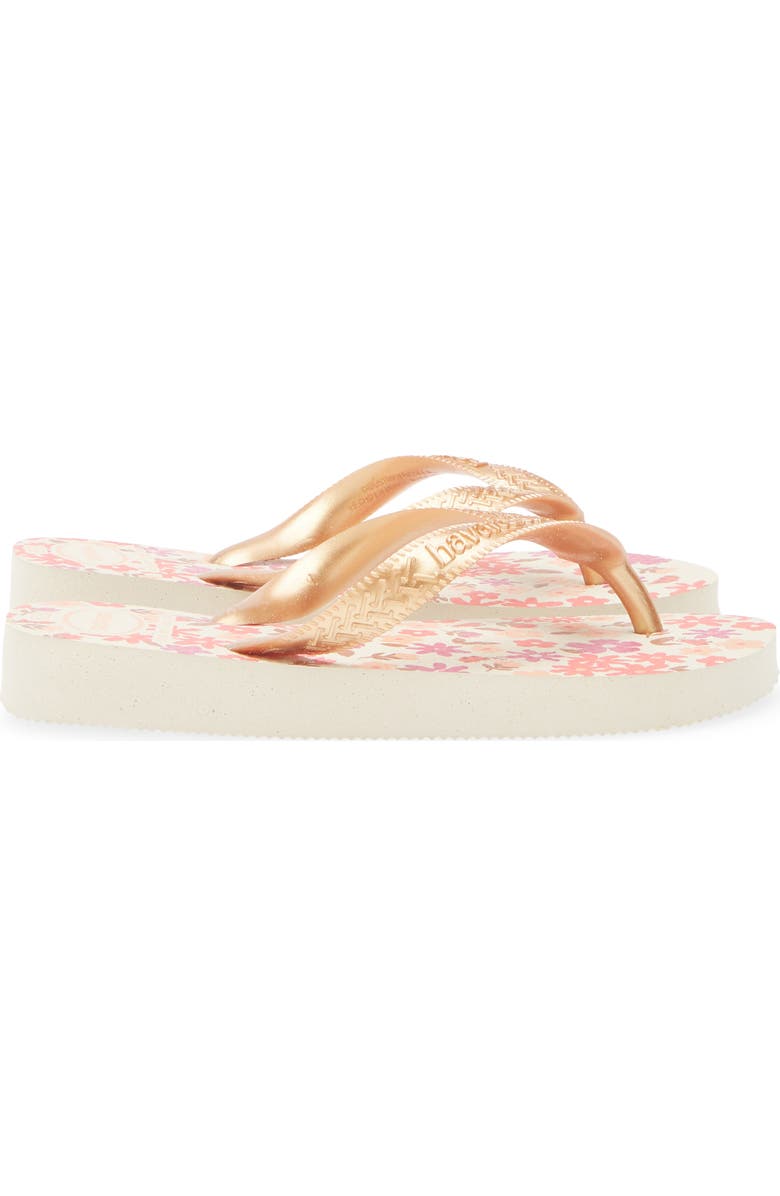Havaianas Kids' Flores Flip Flop, Alternate, color, Beige/Golden