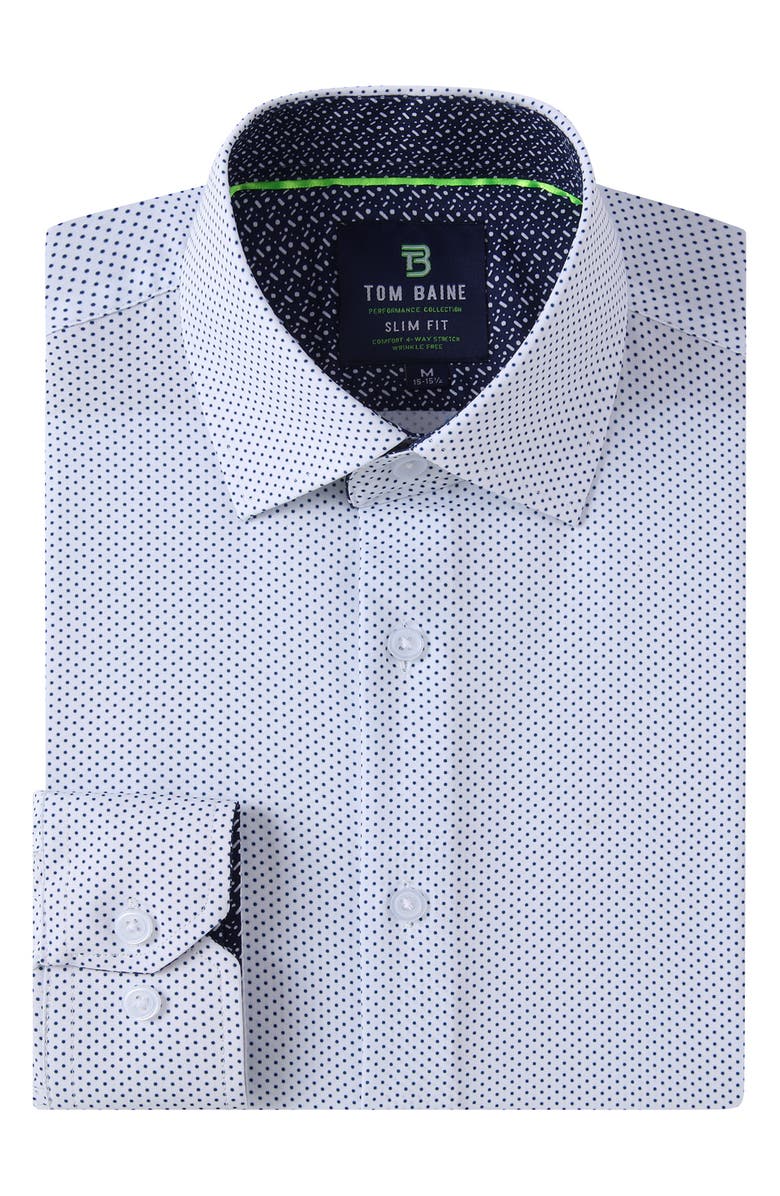 TOM BAINE Regular Fit Performance Stretch Long Sleeve Button Front Shirt, Alternate, color, White