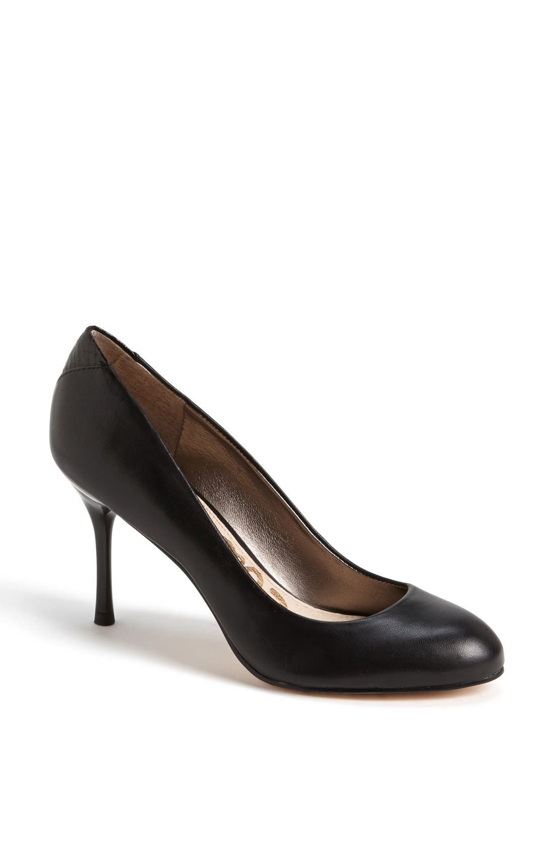 'Camdyn' Pump, Main, color, BLACK LEATHER