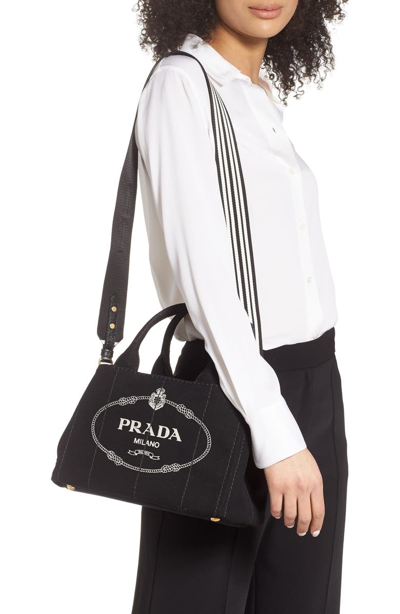 Prada Canapa Logo Garde Canvas Tote, Alternate, color,