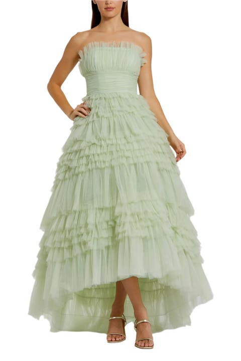 Strapless Tulle Ruffle Ballgown