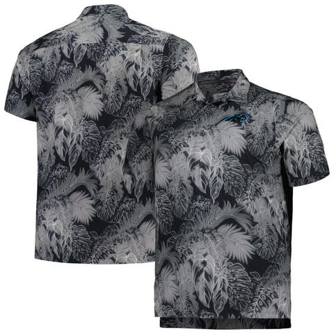 Men's Tommy Bahama Black Carolina Panthers Big & Tall Bahama Coast Luminescent Fronds Camp IslandZone Button-Up Shirt