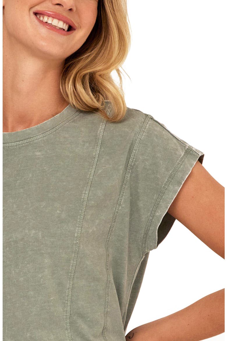 Laurie Mineral Wash Seamed T-Shirt, Alternate, color, WASABI
