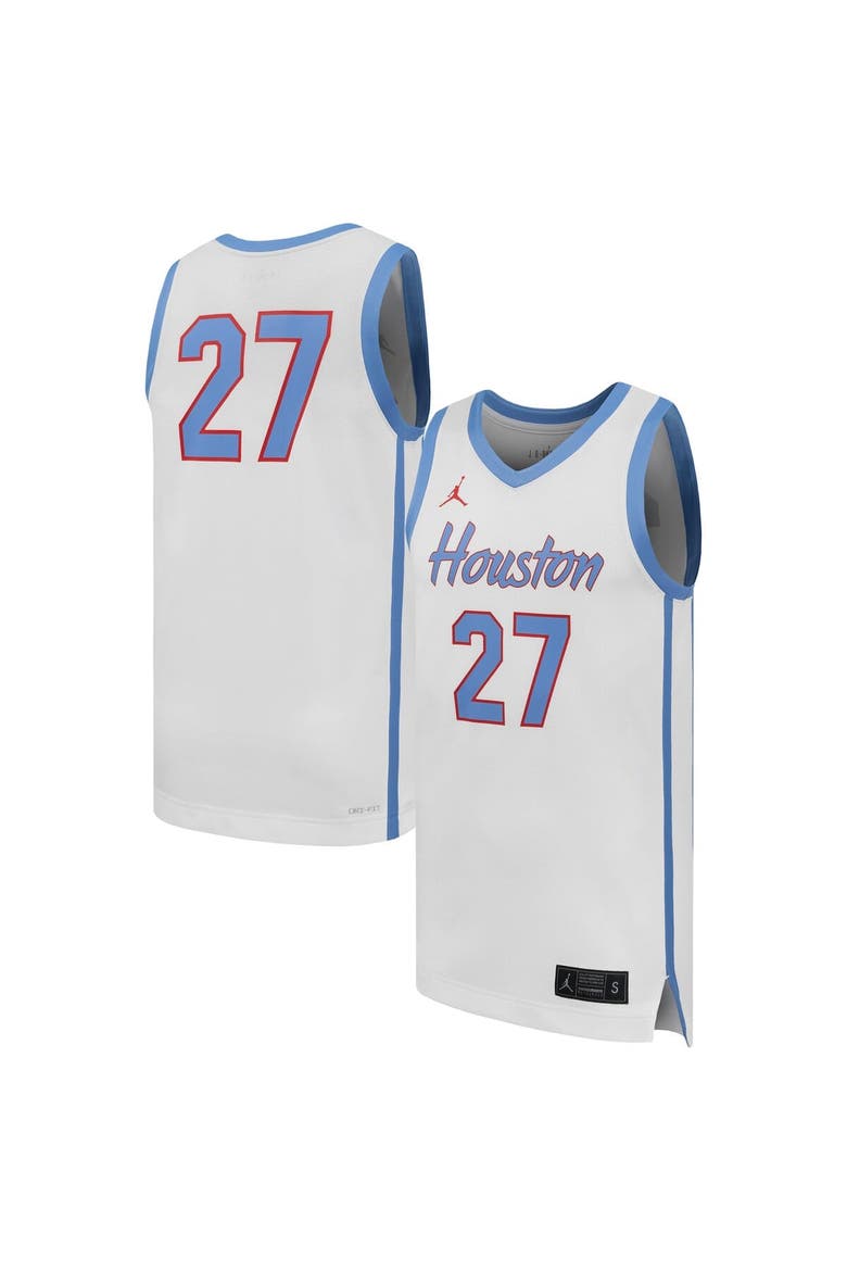 Men's Jordan Brand #27  White Houston Cougars Replica Basketball Jersey, Main, color, White