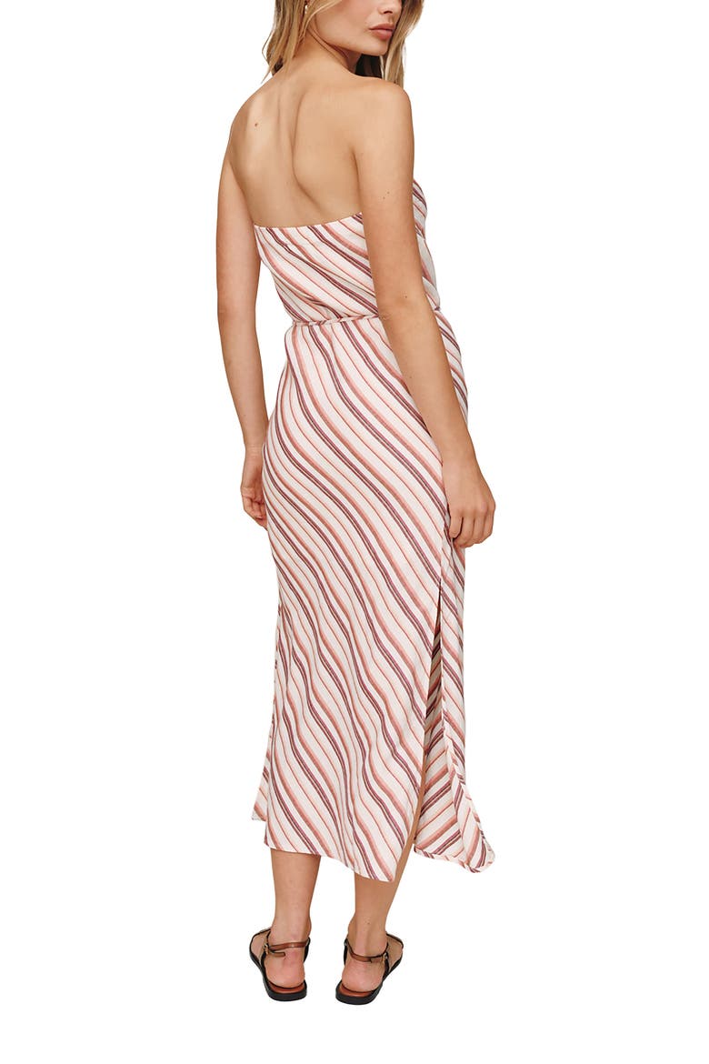 Stripe Strapless Linen Blend Maxi Dress, Alternate, color, SUNSET STRIPE