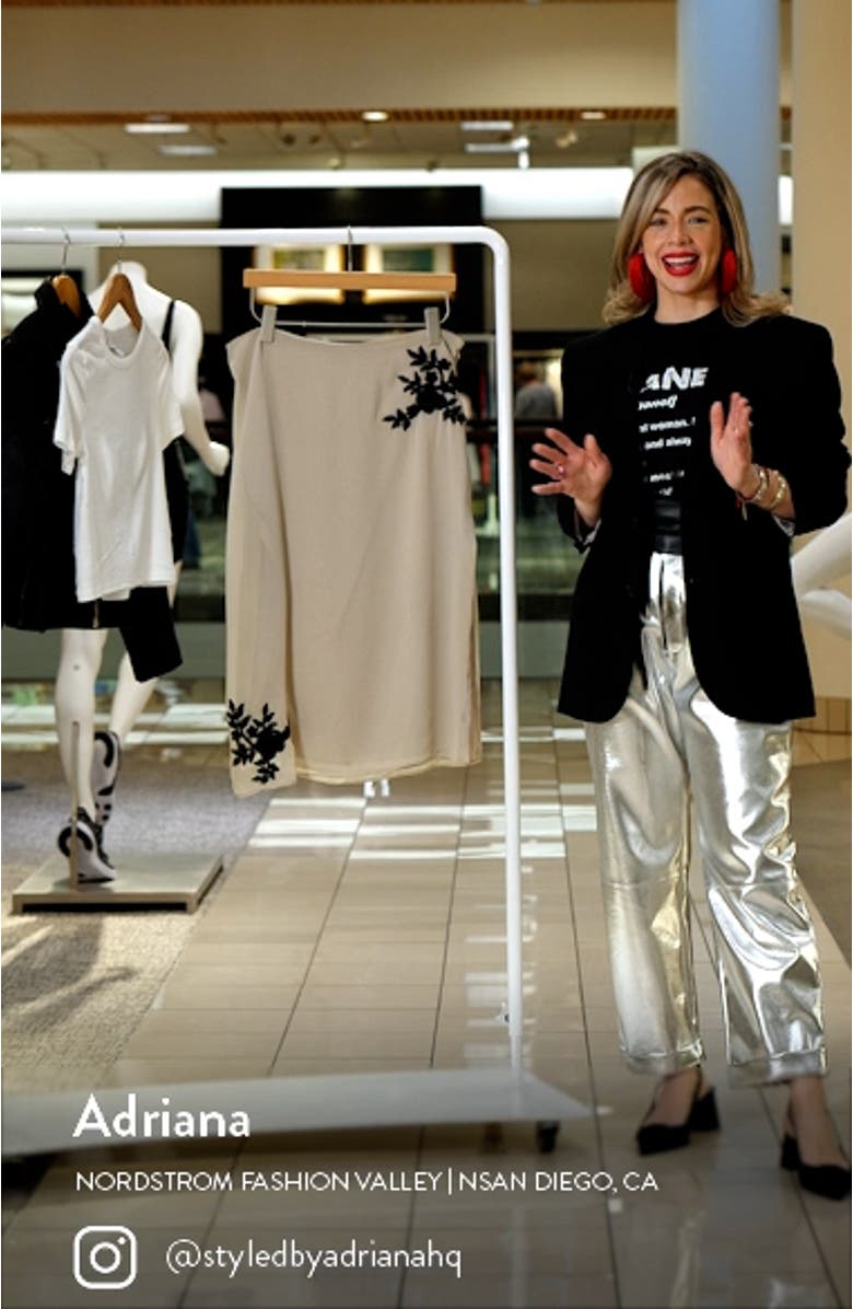 Amal Beaded Appliqué Georgette Midi Skirt, sales video thumbnail