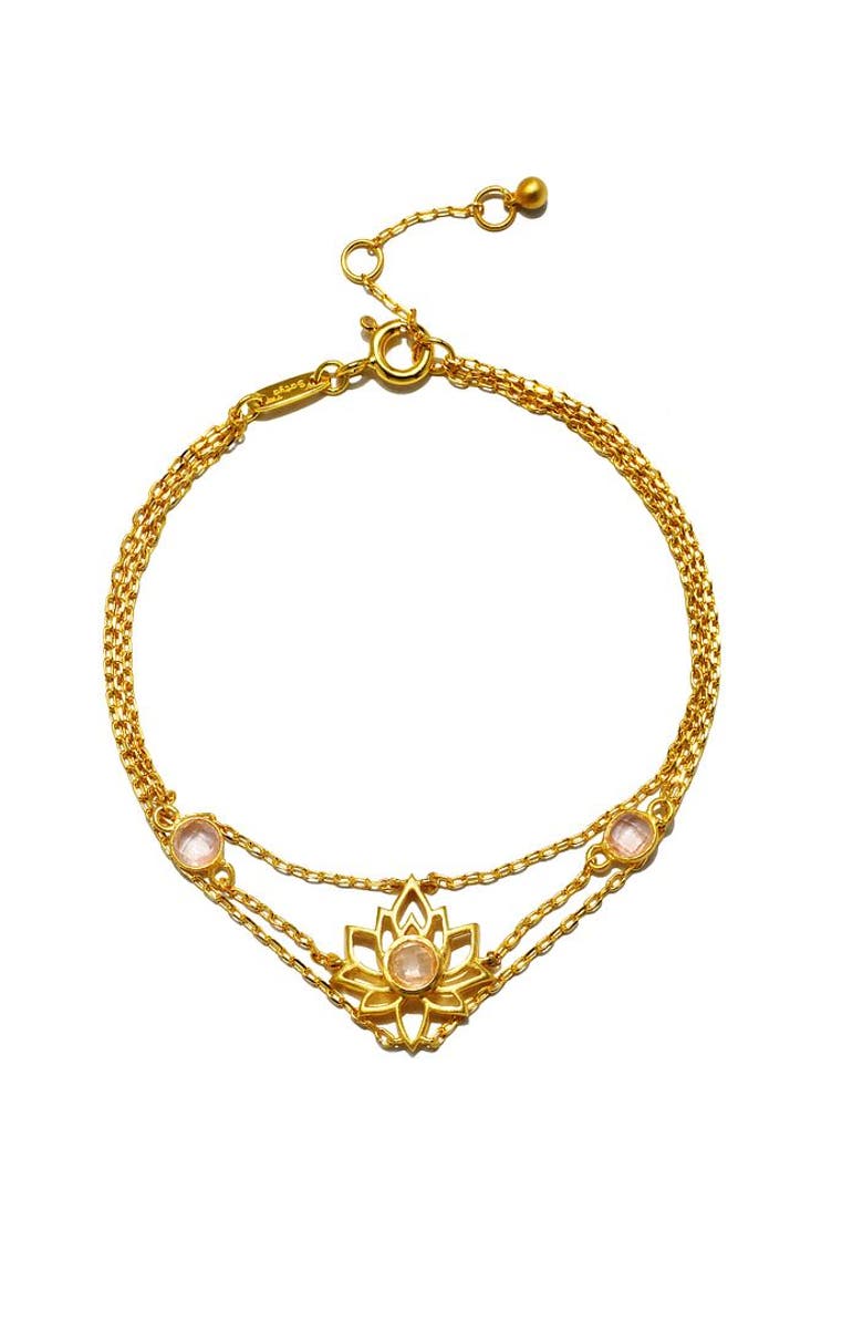 Satya Jewelry Transformed by Love Lotus Bracelet, Main, color, Metallic Gold