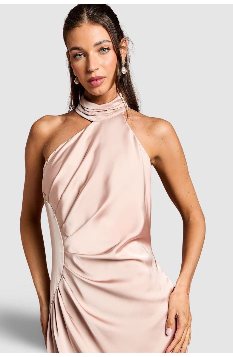 Coast Satin Asymmetric Neck Maxi Dress, Alternate, color, Mocha