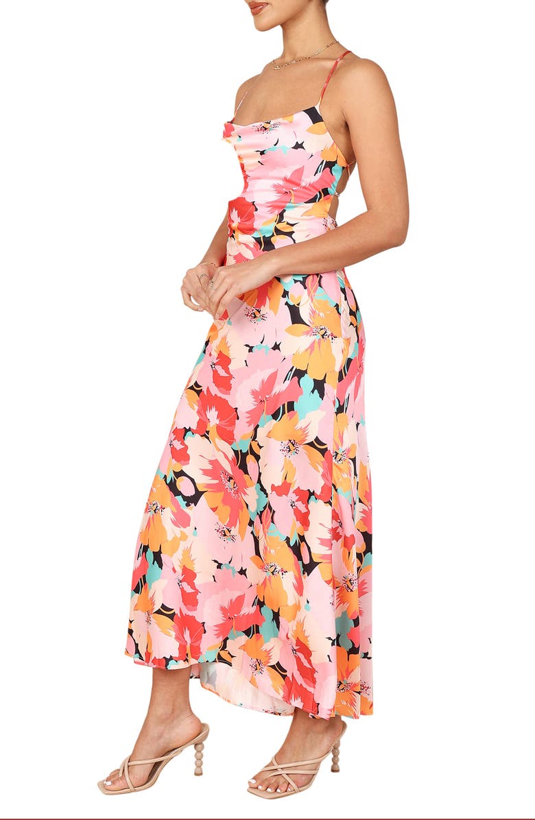 Petal & Pup Posse Floral Lace-Up Back Maxi Dress, Alternate, color, Pink Floral