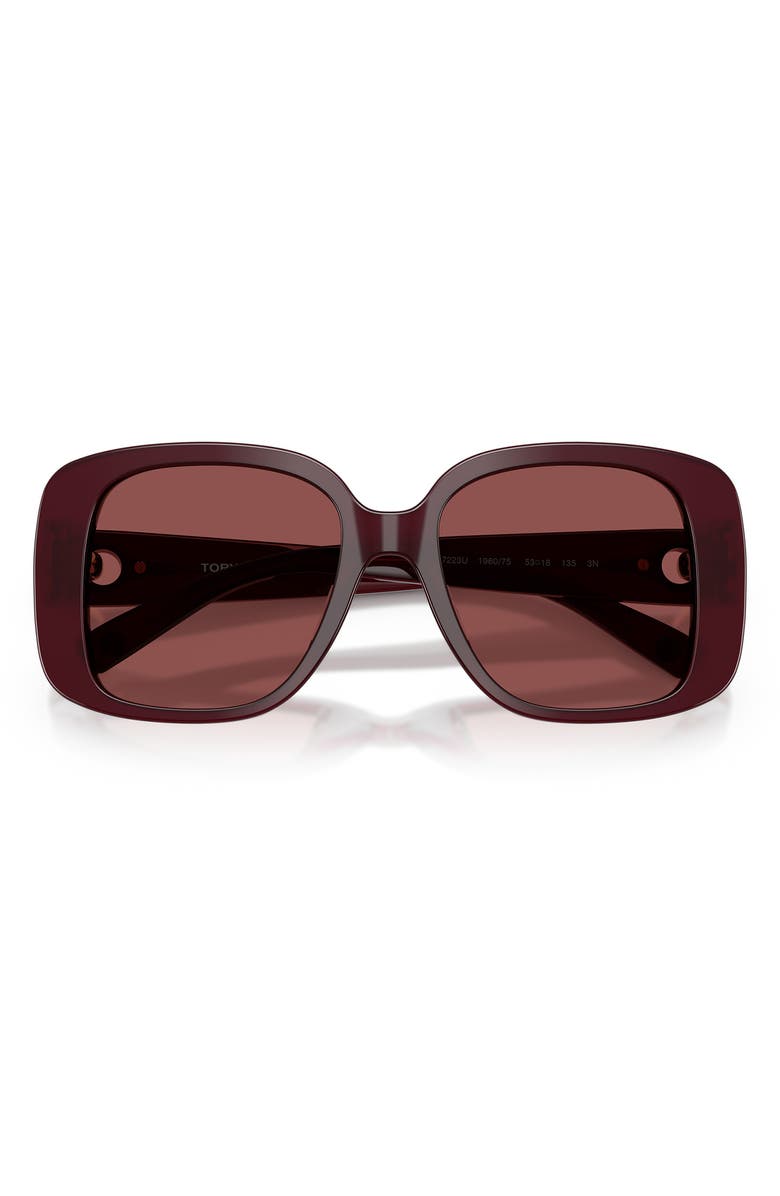 Tory Burch 53mm Gradient Square Sunglasses, Alternate, color, Opal Burgundy / Wine