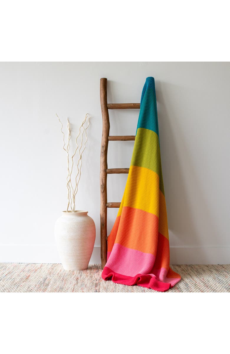 Pink Lemonade Rainbow Love Organic Cotton Throw Blanket, Alternate, color, Rainbow