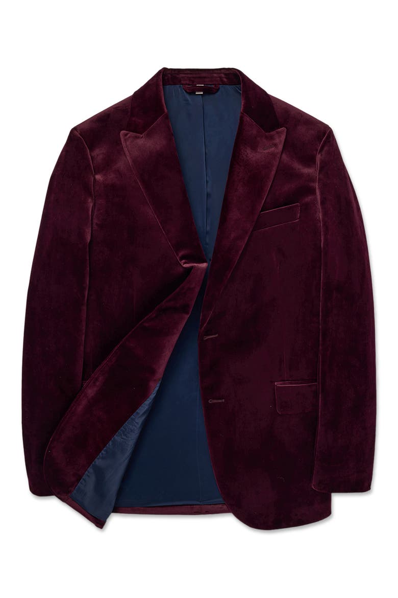 Jetsetter Slim Fit Velvet Blazer, Main, color, BURGUNDY