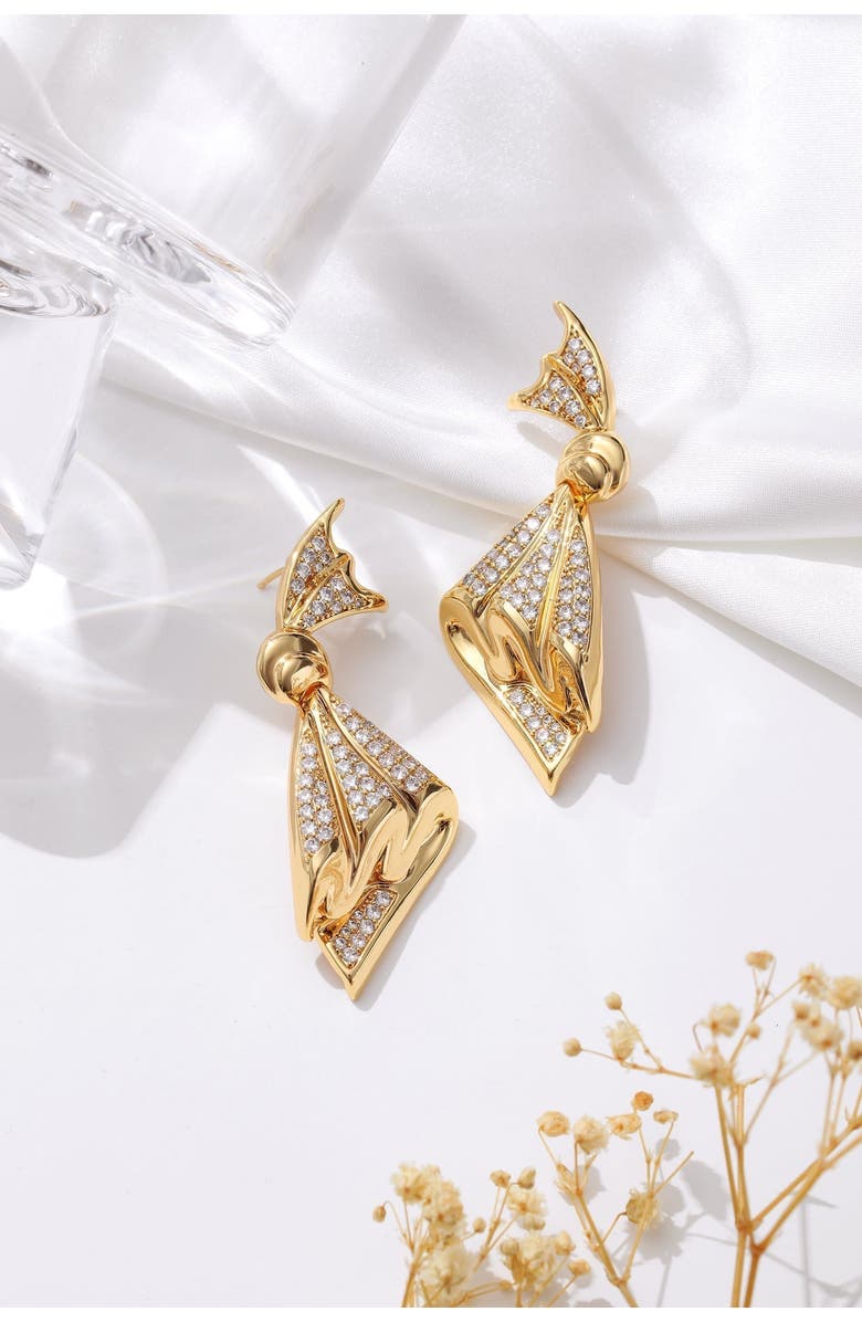 Classicharms Oversize Cubic Zirconia Pavé Butterfly Dangle Earrings, Alternate, color, Gold