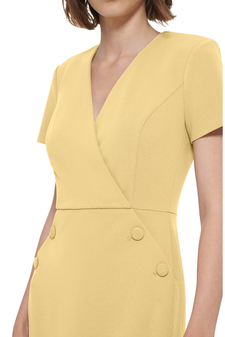 V-Neck Button Sheath Dress, Alternate, color, BUTTERCUP
