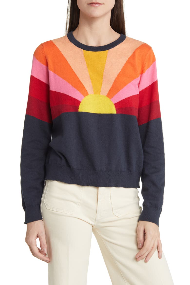 Sunset Icon Cotton Sweater, Main, color, NAVY SUNSET