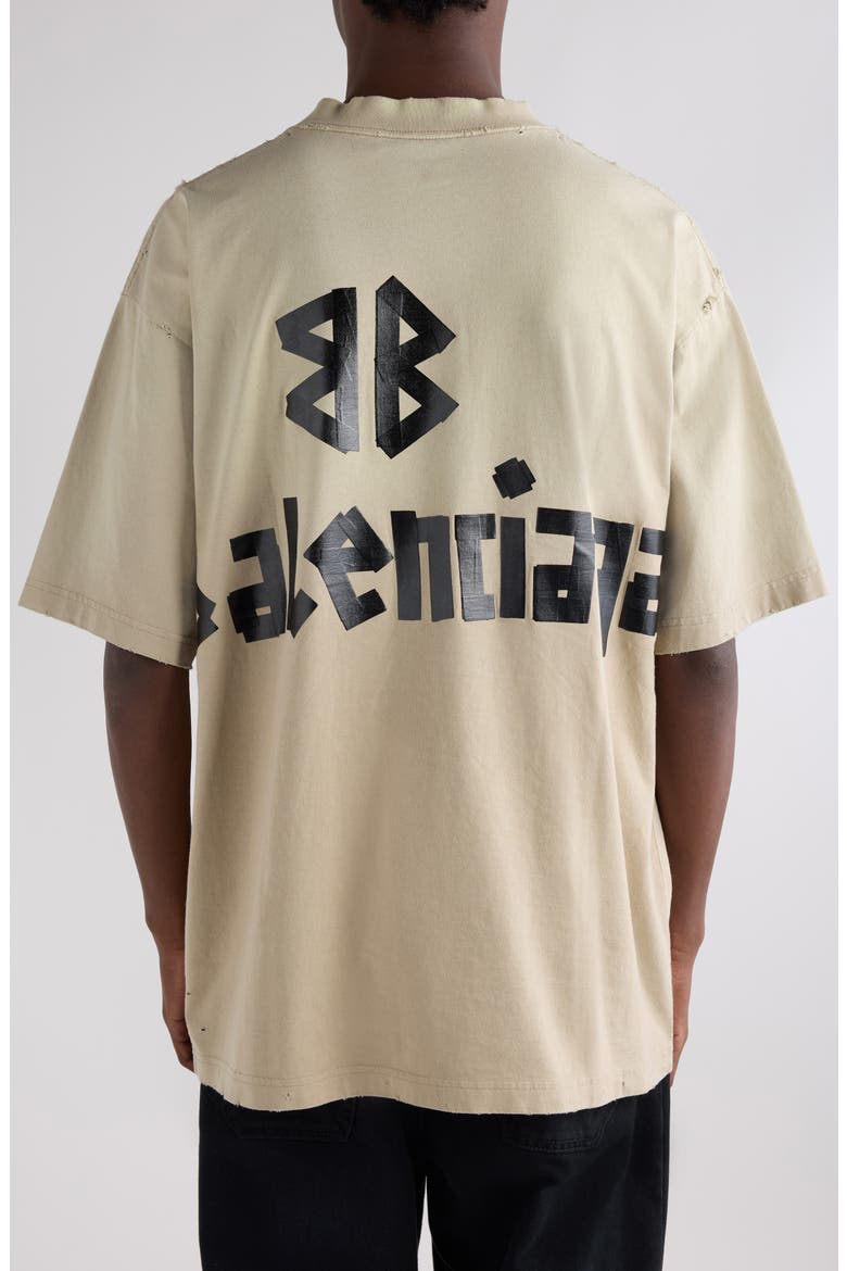 Medium Fit Tape Type Logo Graphic T-Shirt, Alternate, color, BEIGE