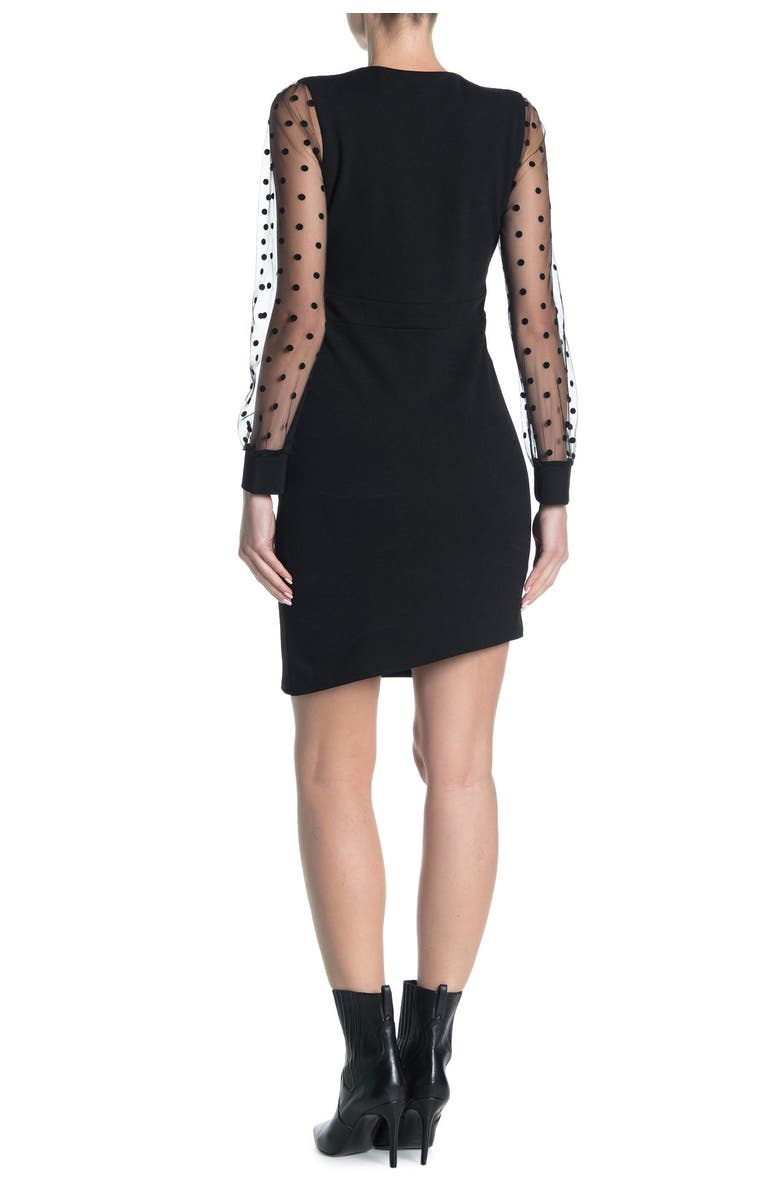 GRACIA Polka Dot Mesh Sleeve Dress, Alternate, color, 