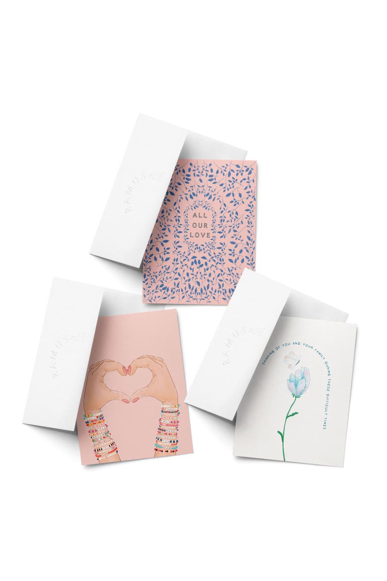 Sympathy Greeting Card Pack Sets (3 ct, Assorted) All Our Love, Friendship Bracelets, Thinking of You Butterfly, Main, color, Multi-Pack