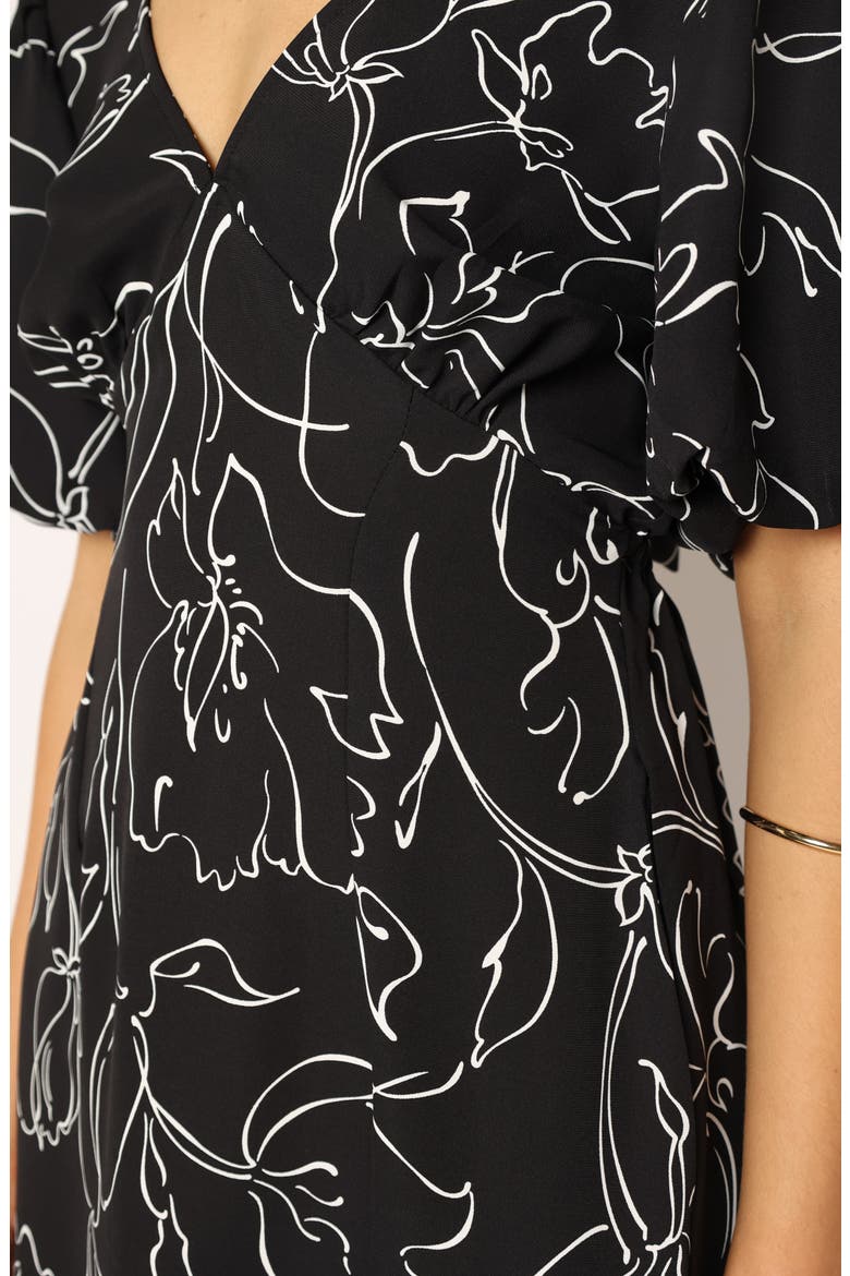Hallie Floral Cutout Puff Sleeve Cotton Blend Sundress, Alternate, color, BLACK WHITE