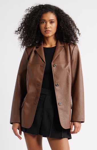 Open Edit Pebble Faux Leather Jacket