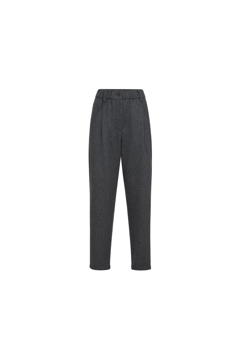 Wool flannel baggy trousers with monili, Alternate, color, Anthracite