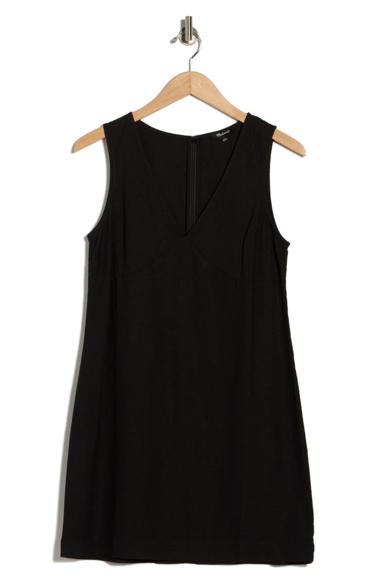 Madewell Marina Linen Blend Minidress, Alternate, color, True Black
