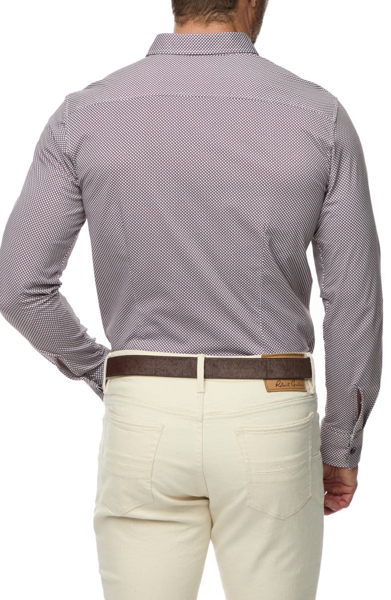 Robert Graham Osmond Tailored Fit Geo Print Cotton Knit Button-Up Shirt, Alternate, color, 