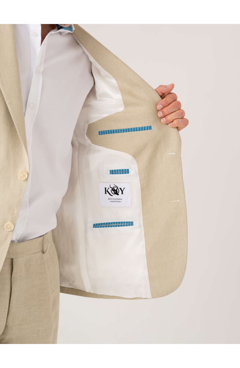 Koy Clothing Linen Wool Silk Blend Blazer, Alternate, color, Beige