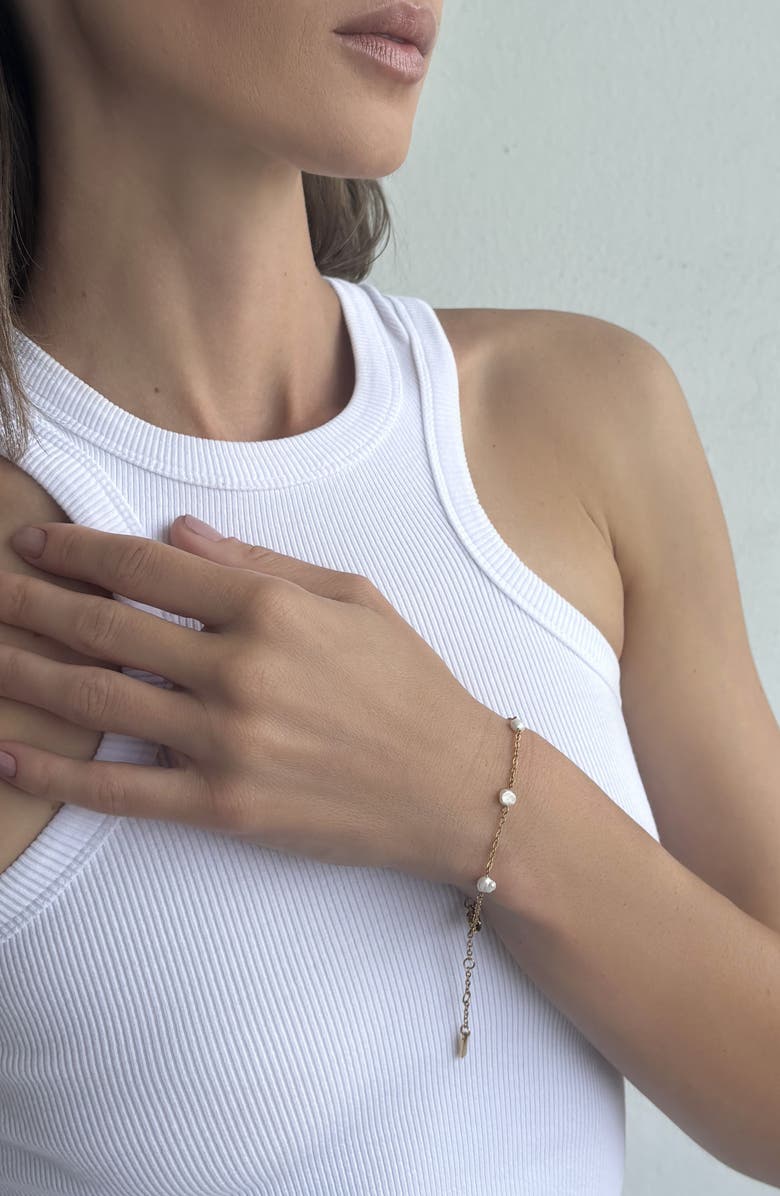 st. Moran Freshwater Pearl Station Bracelet, Alternate, color, White