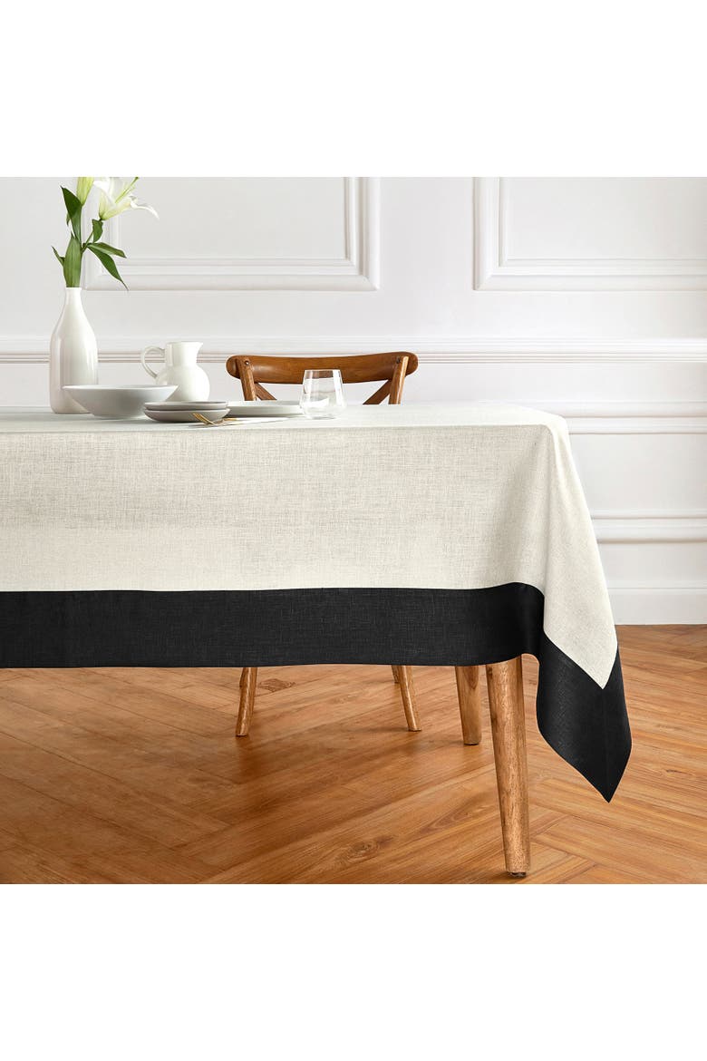 Linen Tablecloth - Contempo, Main, color, Black and Natural