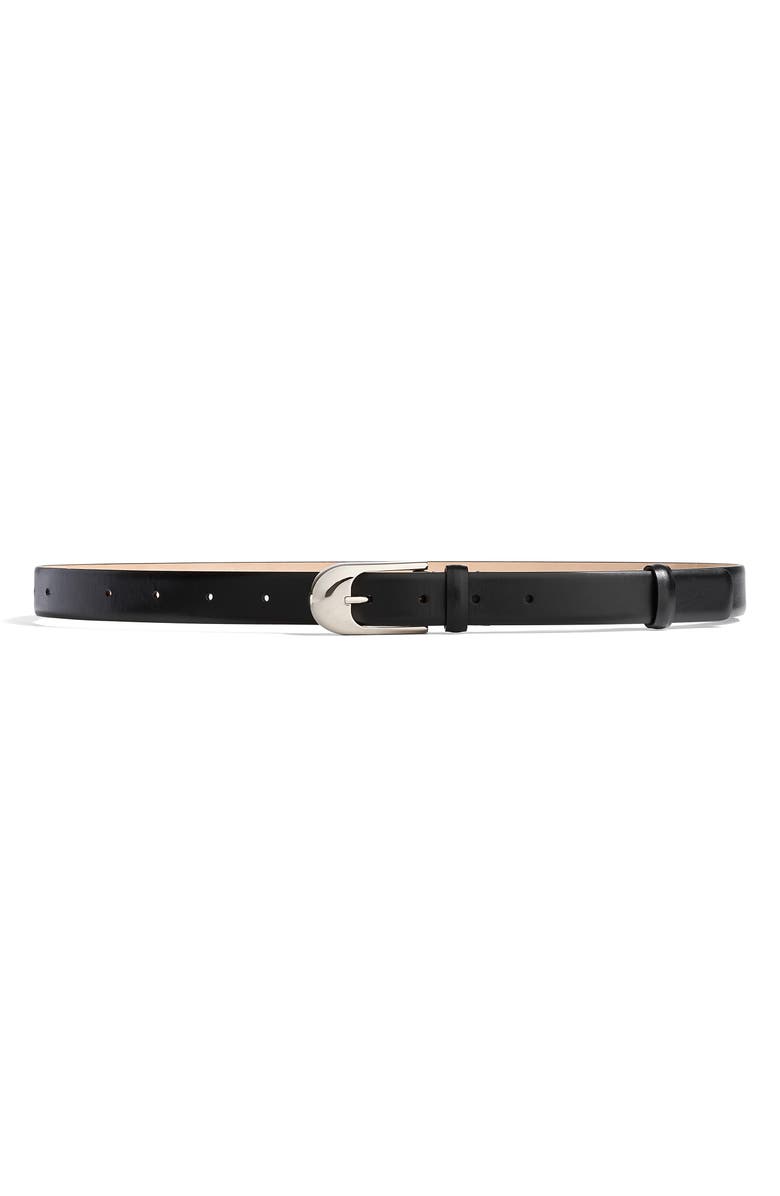 Khaite Dome Buckle Leather Belt, Main, color, Black
