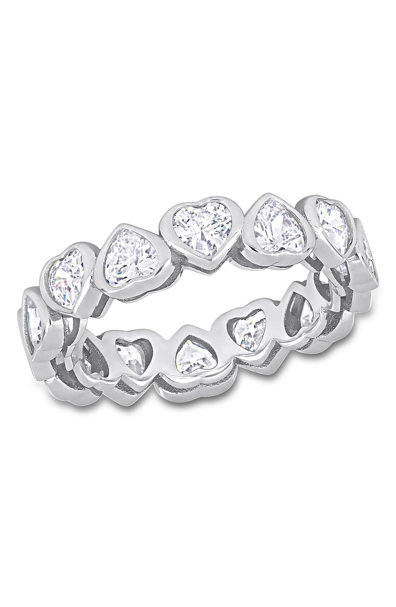 DELMAR Sterling Silver CZ Heart Eternity Ring