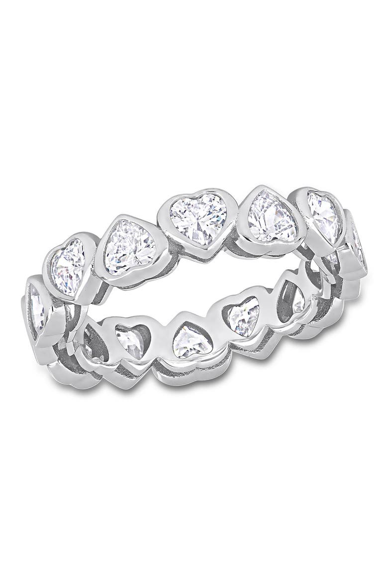 Sterling Silver CZ Heart Eternity Ring, Main, color, SILVER